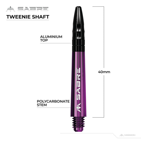 *Mission Sabre Shafts - Polycarbonate Dart Stems - Purple - Black Top - view 7