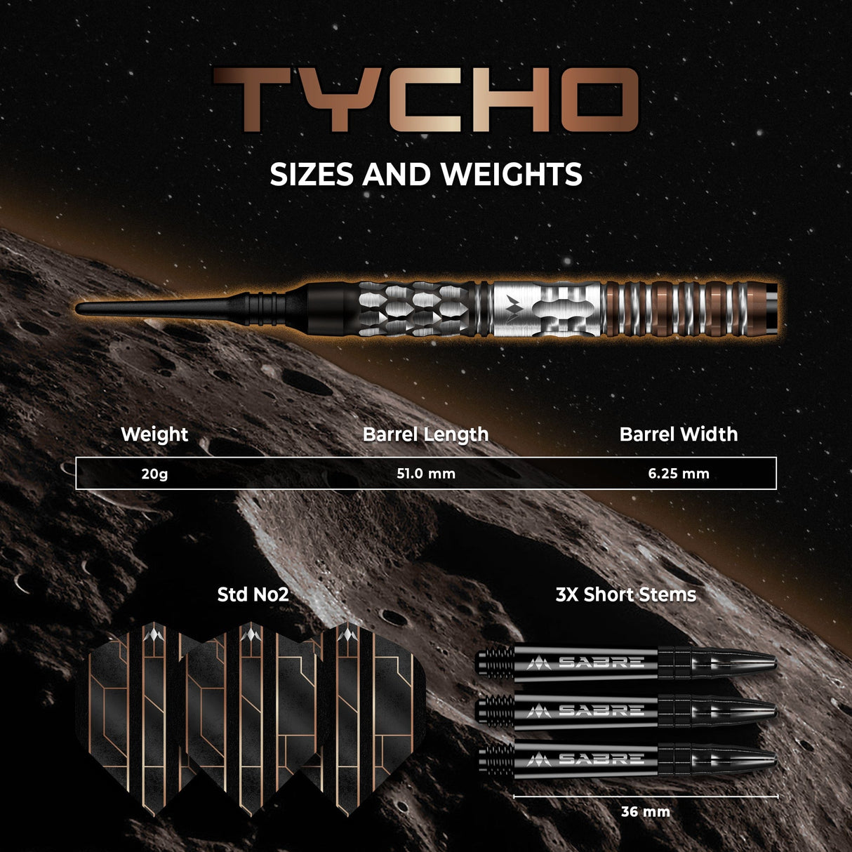 Mission Tycho Darts - Soft Tip - 95% Tungsten - Black & Bronze PVD - 20g - view 5