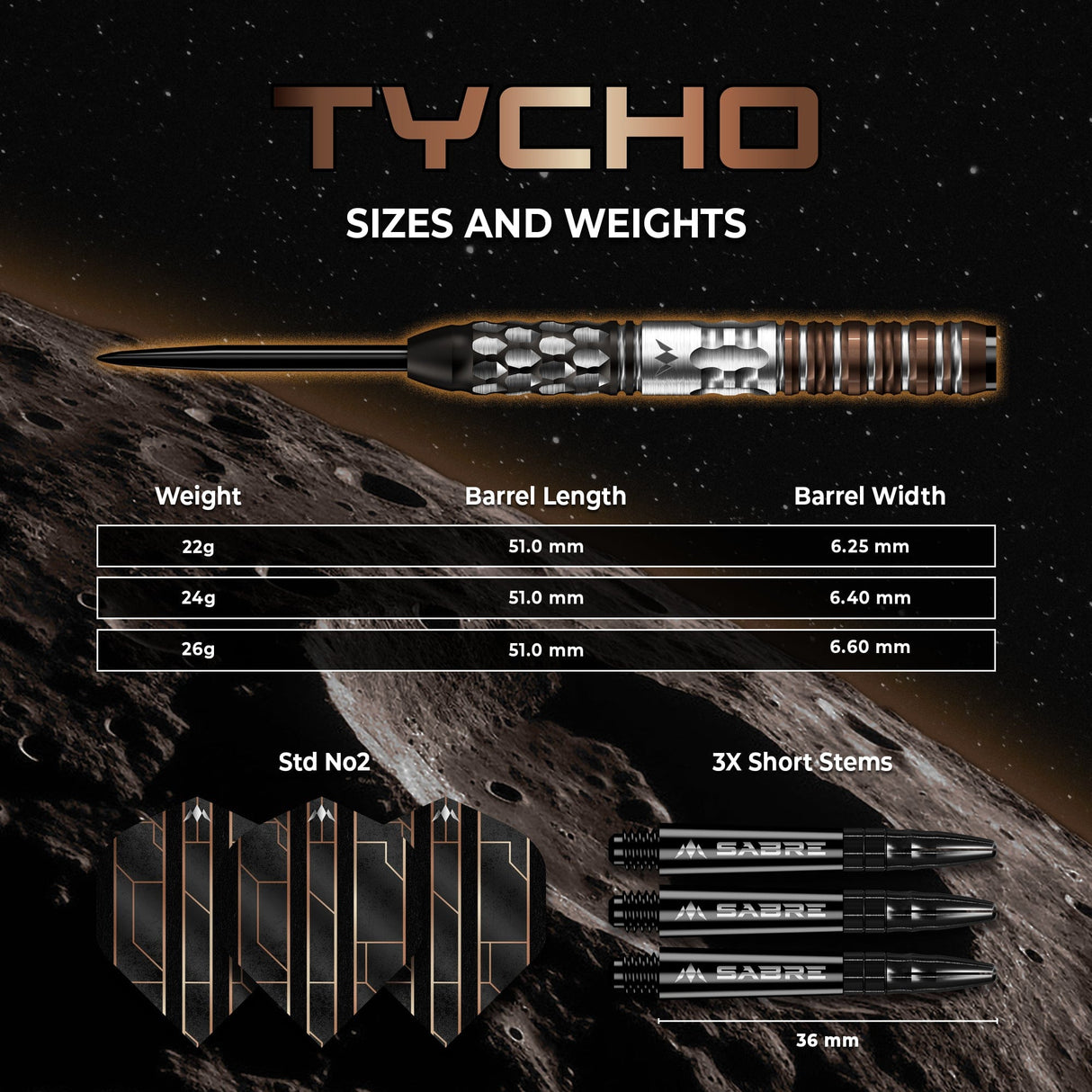 Mission Tycho Darts - Steel Tip - 95% Tungsten - Black & Bronze PVD - view 5
