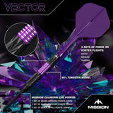 Mission Vector Darts - Steel Tip - 95% Tungsten - Black PVD & Purple Electro - view 2
