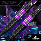 Mission Vector Darts - Steel Tip - 95% Tungsten - Black PVD & Purple Electro - view 3