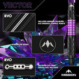 Mission Vector Darts - Steel Tip - 95% Tungsten - Black PVD & Purple Electro - view 5