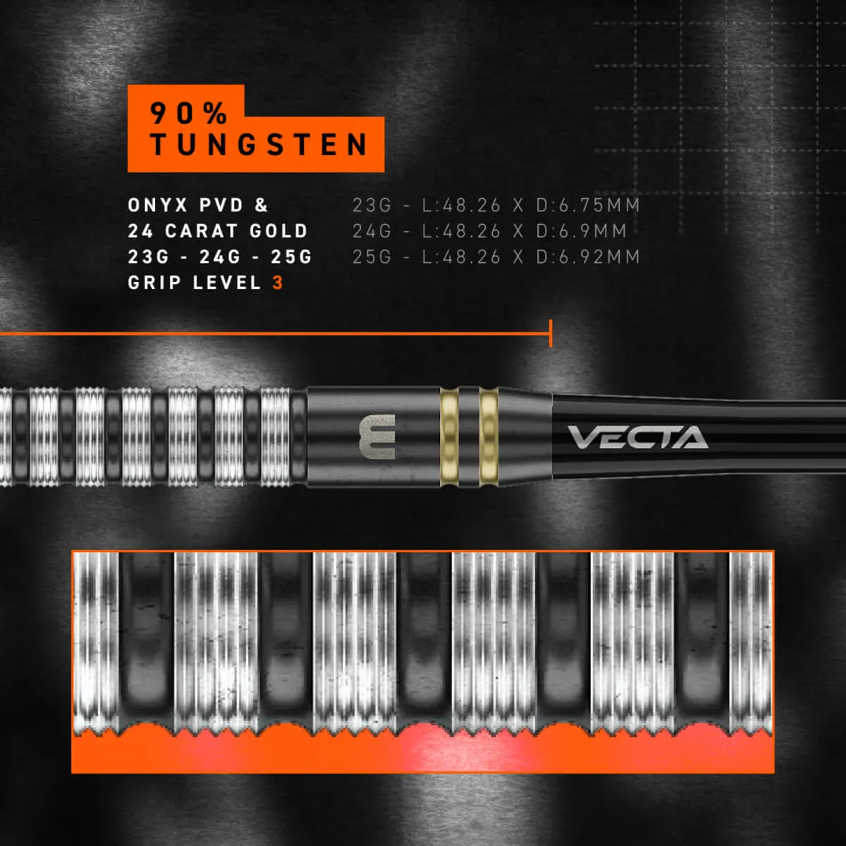 Winmau Gian van Veen TS SP 90% Tungsten Steel Tip Darts