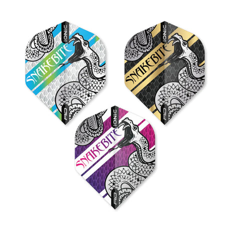 3 x Sets Hardcore Snakebite Coiled Selection Pack 1 Standard Dart Flights by Red Dragon