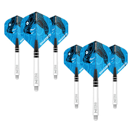 Peter Wright Snakebite Nitrotech & Hardcore Combo - White & Blue by Red Dragon - 3 Sets - view 2