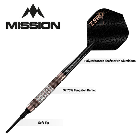 Mission Zero Darts - Soft Tip - 97.5% Tungsten - Bronze PVD - view 3