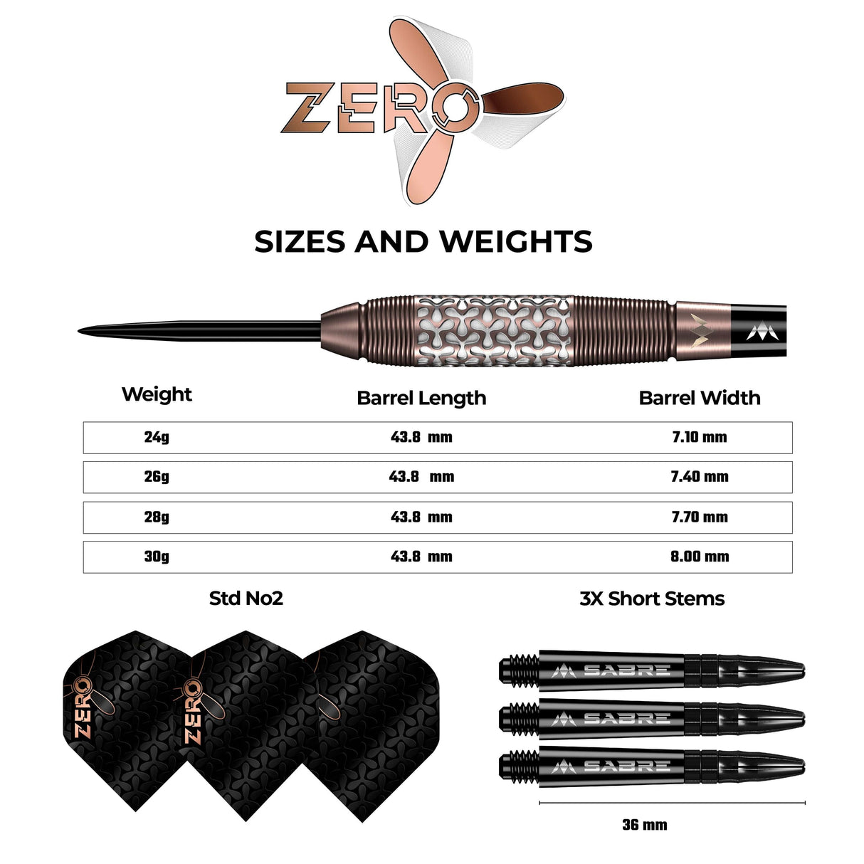 Mission Zero Darts - Steel Tip - 97.5% Tungsten - Bronze PVD - view 4