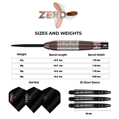 Mission Zero Darts - Steel Tip - 97.5% Tungsten - Bronze PVD - view 4