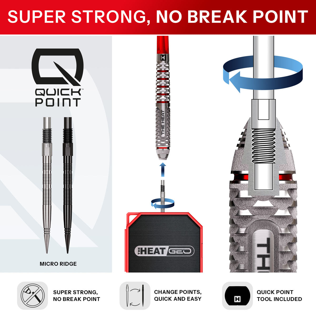 Harrow Damon Heta Geo Quick Point 90% Tungsten Steel Tip Darts