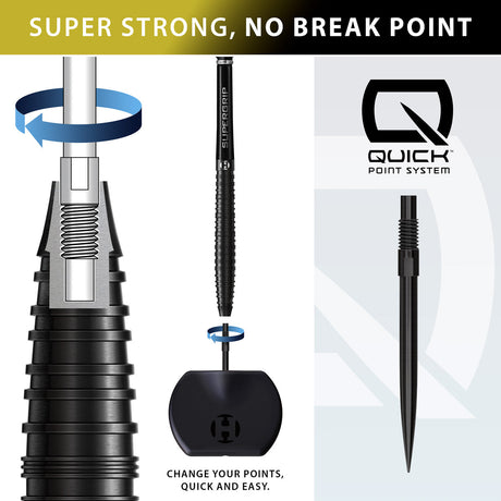 Harrows NX90 Tapered Black Edition Quick Point 90% Tungsten Steel Tip Darts - view 2