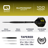 Harrows NX90 Tapered Black Edition Quick Point 90% Tungsten Steel Tip Darts - view 4