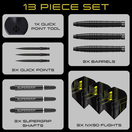 Harrows NX90 Tapered Black Edition Quick Point 90% Tungsten Steel Tip Darts - view 6