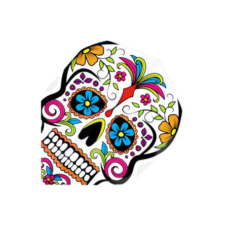 Harrows Quadro Coloured Skull on White Dart Flights