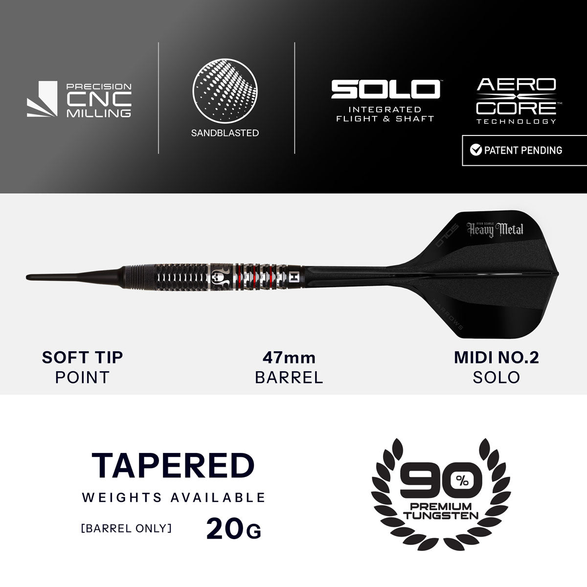 Harrow Ryan Searle Geo 90% Tungsten Soft Tip Darts