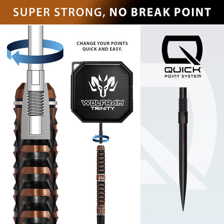 Harrows Wolfram Trinity 97% Tungsten QP Steel Tip Darts - view 2