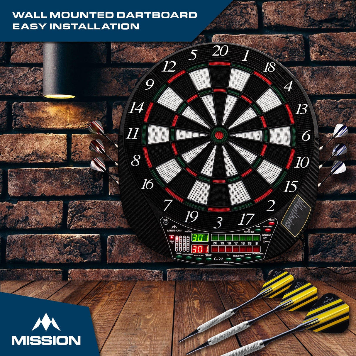 Mission G220 Electronic Dartboard - Professional Soft Tip - upto 16 players - 28 Games - inc 4 Sets of Darts - view 8