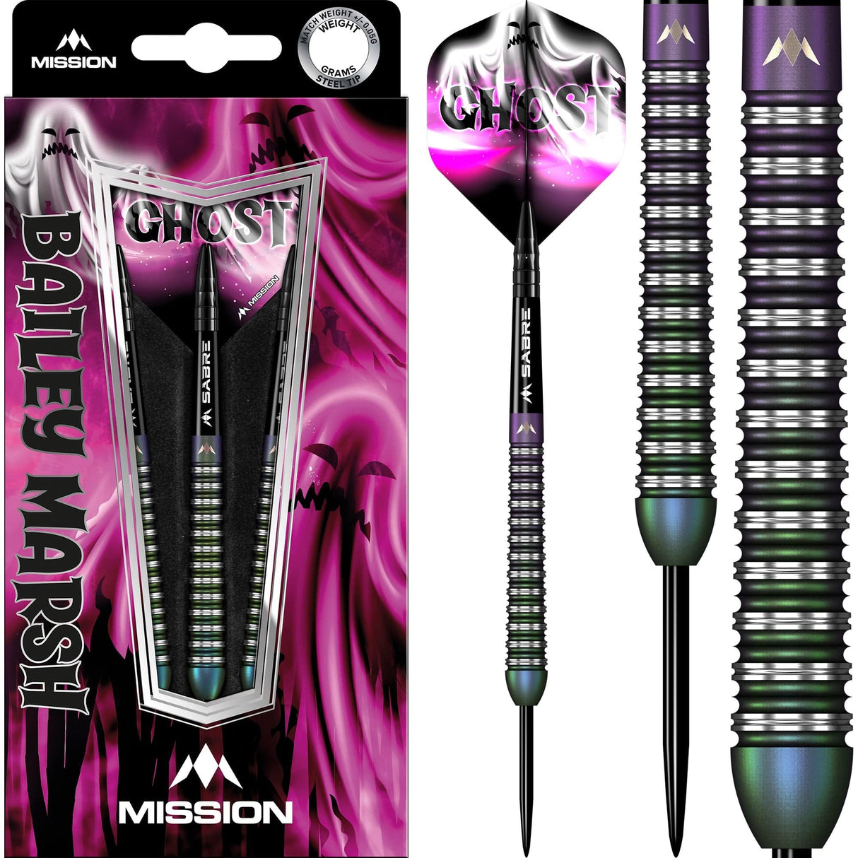 *Mission Bailey Marsh Darts - Steel Tip - 90% - Coral PVD Coating - Ghost - view 5