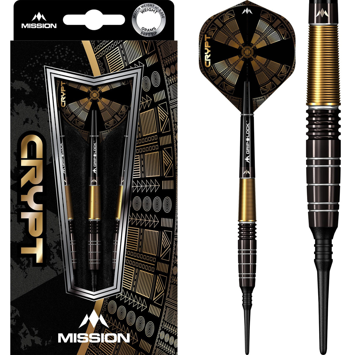 Mission Crypt Darts - Soft Tip - M1 - Black & Gold