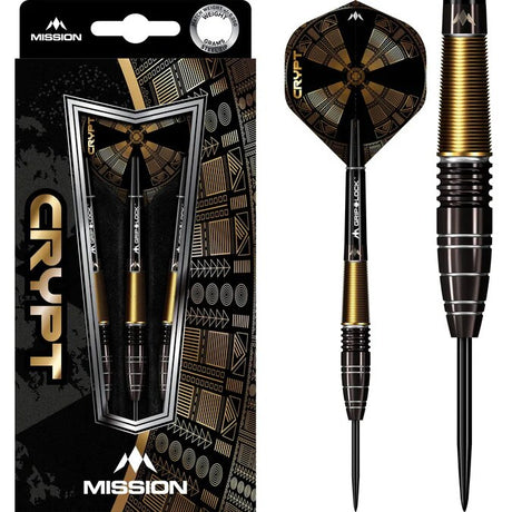 Mission Crypt Darts - Steel Tip - M1 - Black & Gold - The Darts Shop