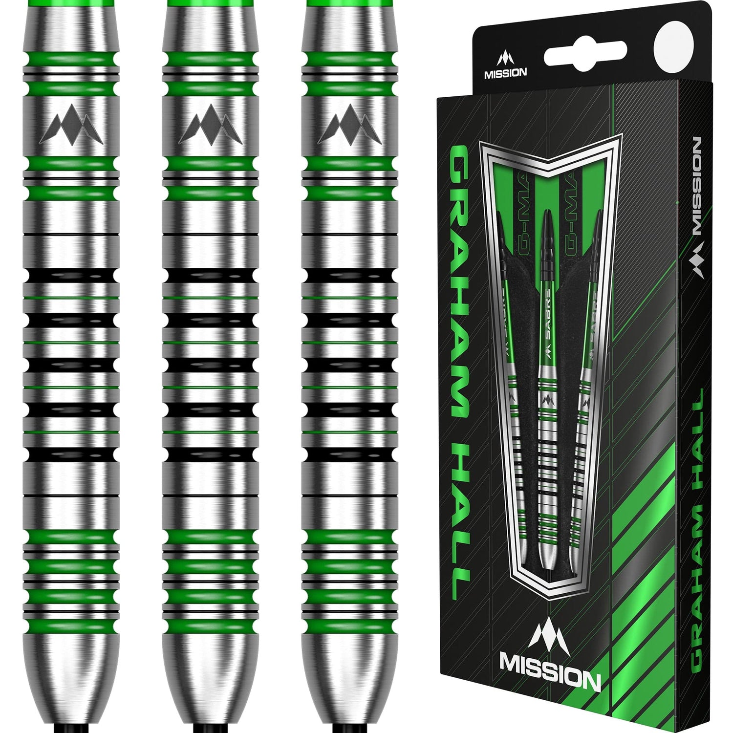 Mission Graham Hall Darts - Steel Tip - 90% - Black & Green - view 3
