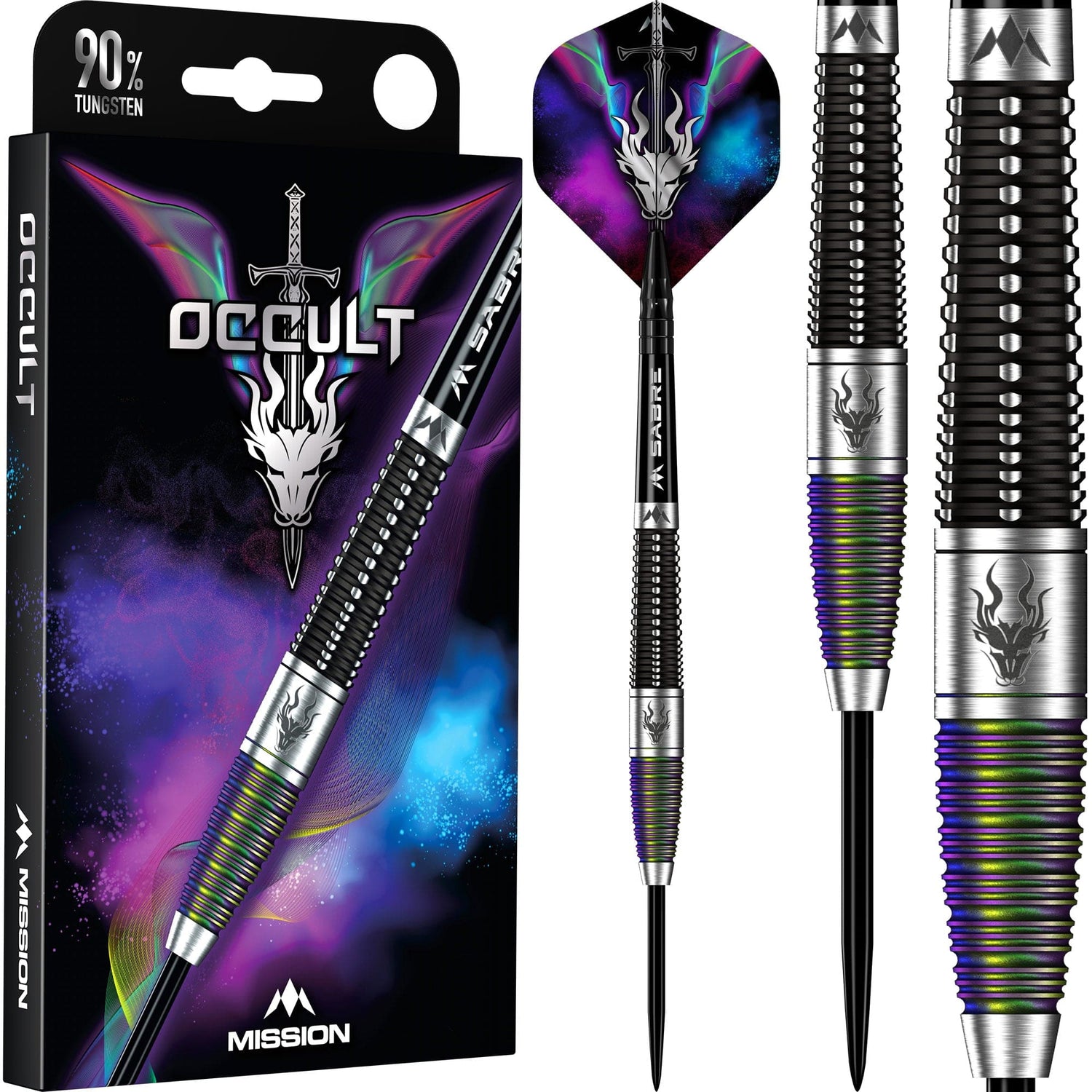Mission Occult Darts - Steel Tip - 90% - Black & Coral PVD - view 2