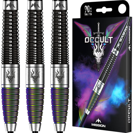 Mission Occult Darts - Steel Tip - 90% - Black & Coral PVD - view 3