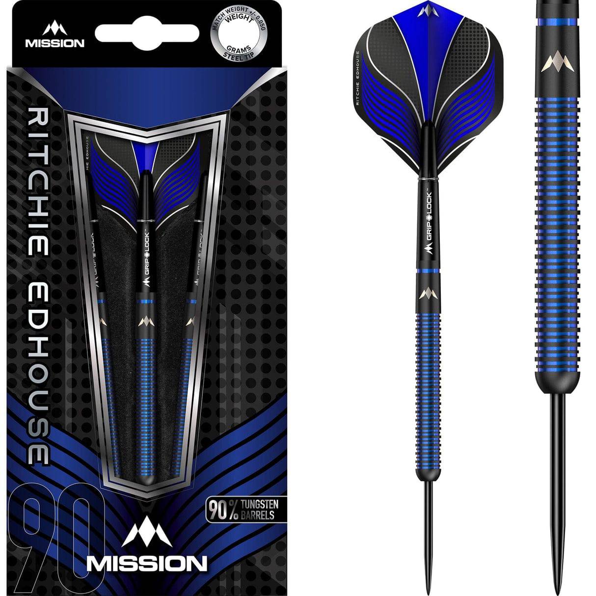 Mission Ritchie Edhouse Darts - Steel Tip - 90% - Madhouse - Black Titanium - The Darts Shop