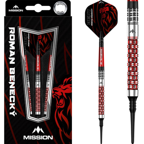 *Mission Roman Benecky Darts - Soft Tip - Black & Red - 18g