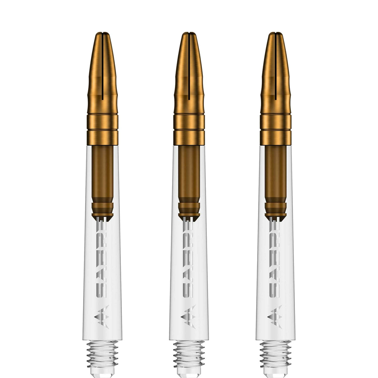*Mission Sabre Shafts - Polycarbonate Dart Stems - Clear - Gold Top - view 3