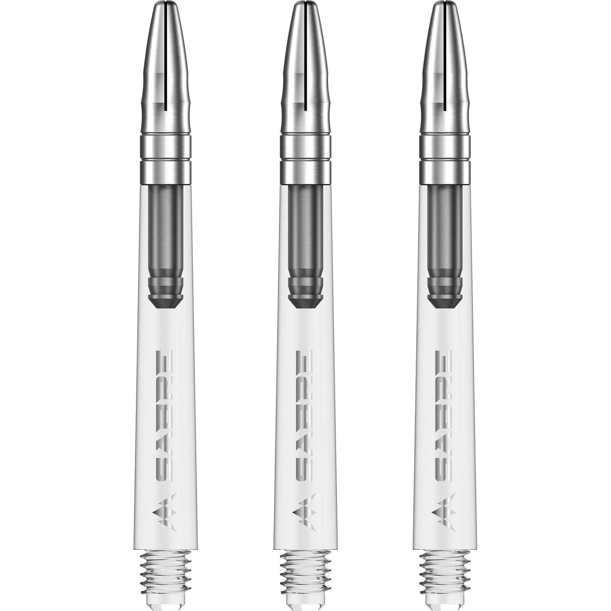 *Mission Sabre Shafts - Polycarbonate Dart Stems - Clear - Silver Top - view 2
