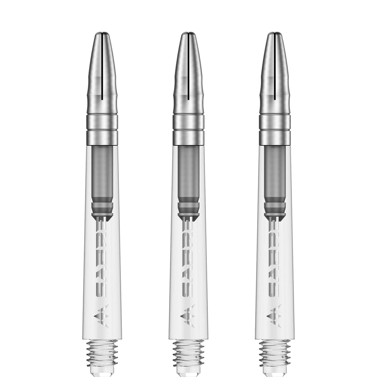 *Mission Sabre Shafts - Polycarbonate Dart Stems - Clear - Silver Top - view 3
