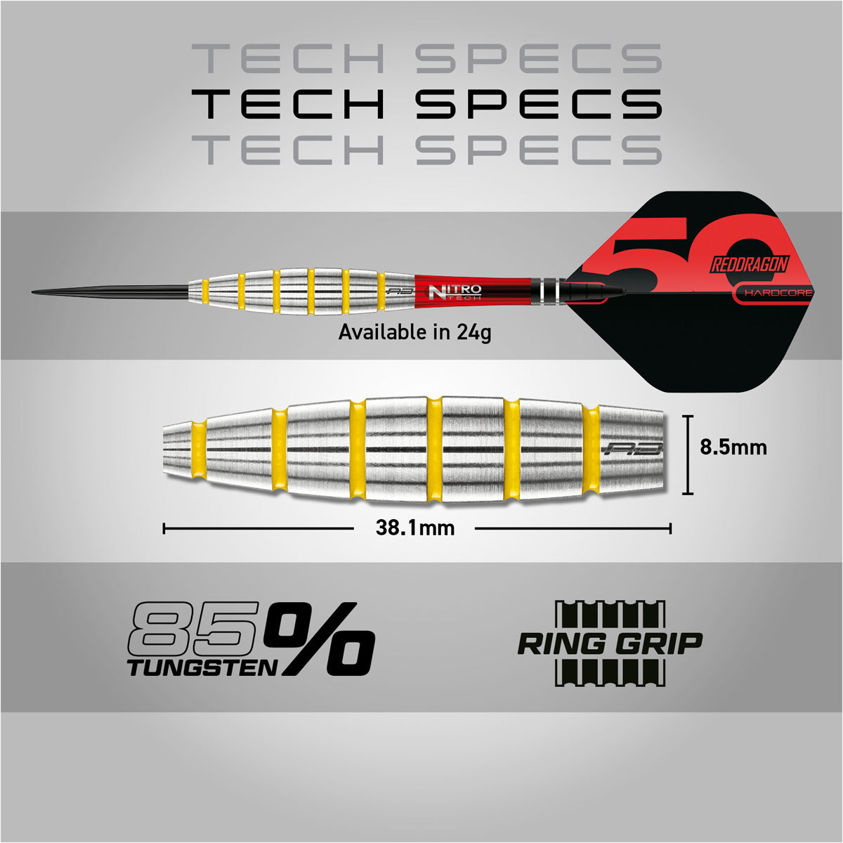 Red Dragon Chunky Stumpy 3 85% Tungsten Steel Tip Darts - view 5