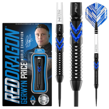 Gerwyn Price Blue Ice SE 90% Tungsten Steel Tip Darts by Red Dragon