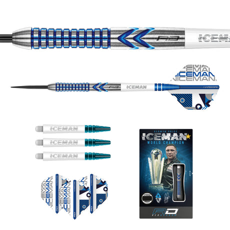 Gerwyn Price Iceman Contour 90% Tungsten Steel Tip Darts by Red Dragon - view 5