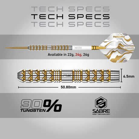 Red Dragon Paradym Gold Parallel 90% Tungsten Steel Tip Darts - view 5