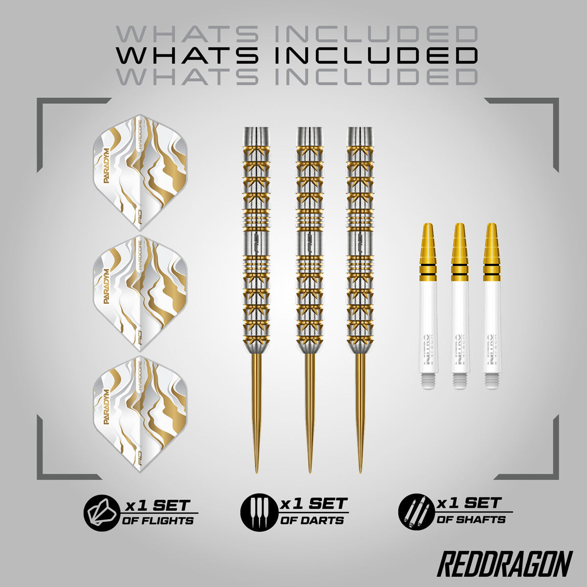 Red Dragon Paradym Gold Parallel 90% Tungsten Steel Tip Darts - view 2