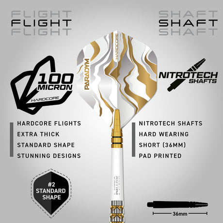 Red Dragon Paradym Gold Torpedo 90% Tungstem Steel Tip Darts - view 3