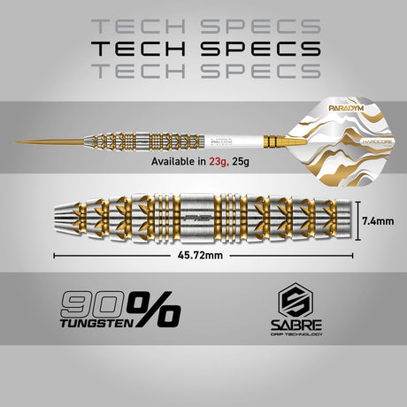 Red Dragon Paradym Gold Torpedo 90% Tungstem Steel Tip Darts - view 5
