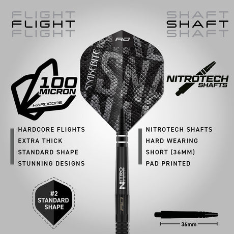 Red Dragon Peter Wright Black Mamba 90% Tungsten Steel Tip Darts - view 3
