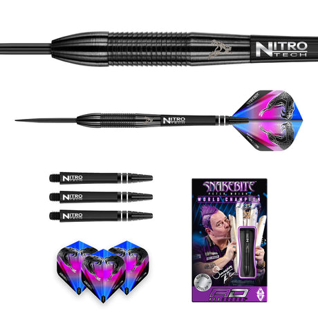 Peter Wright Snakebite 3 Black 90% Tungsten Steel Tip Darts by Red Dragon - view 5