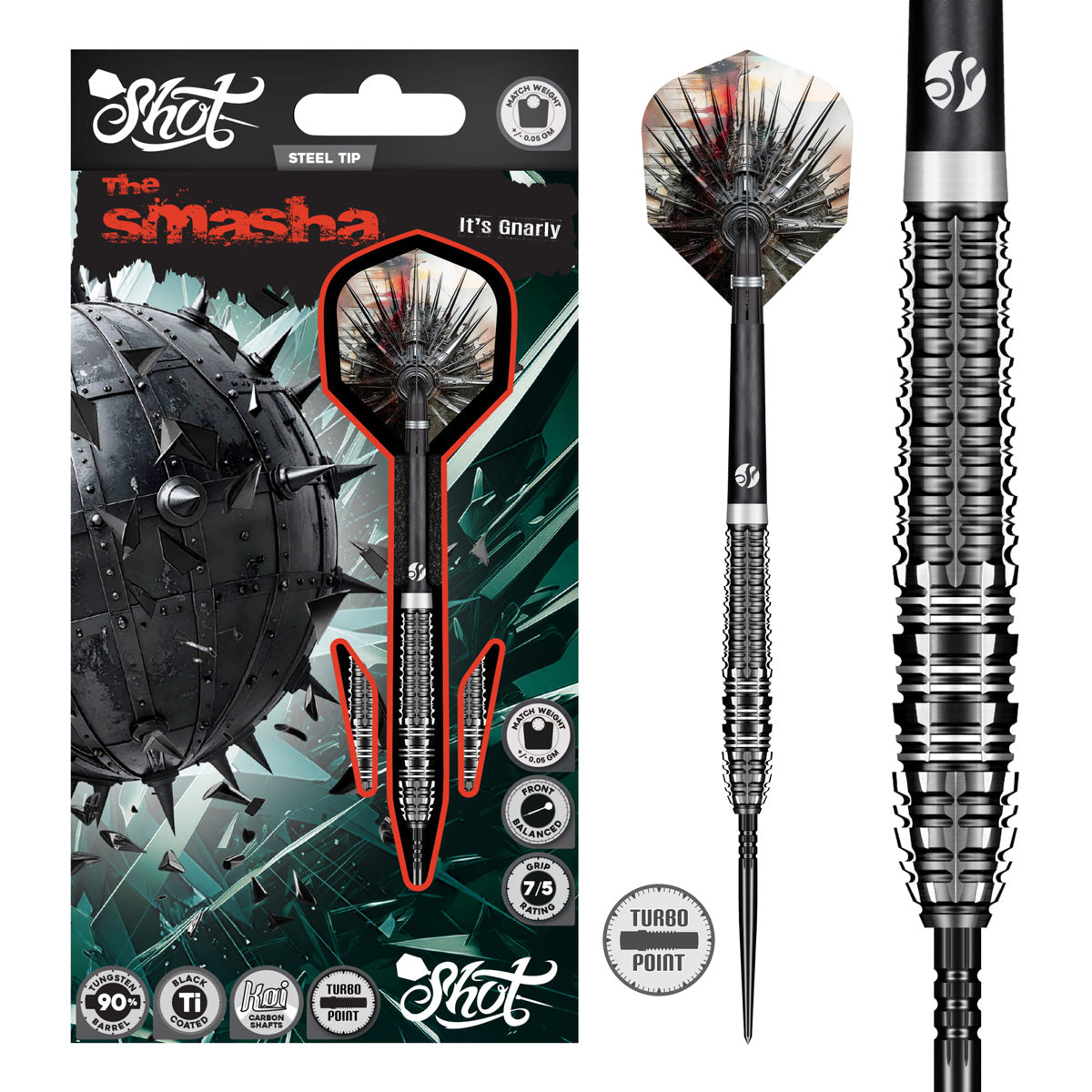Shot Gnarly Smasha Turbo Point 90% Tungsten Steel Tip Darts