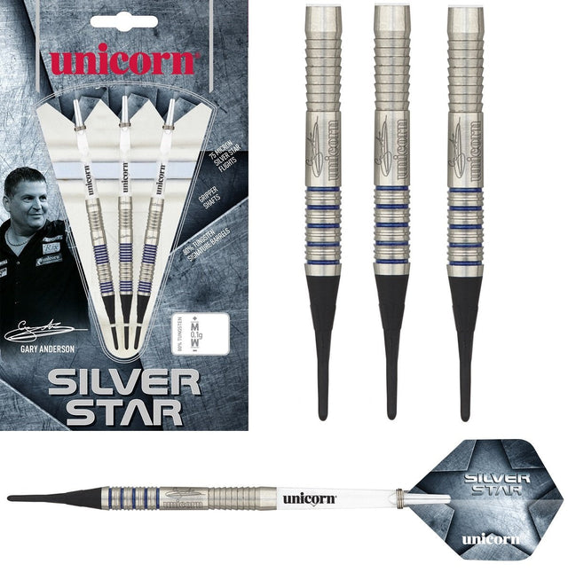 Gary Anderson Silver Star Style 2 80% Tungsten Soft Tip Darts by Unicorn