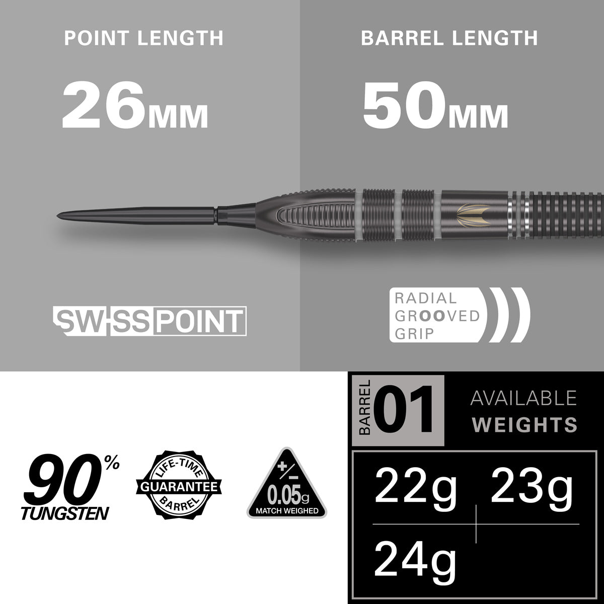 Aspinall x Echo 90% Tungsten SP Steel Tip Darts by Target - view 3