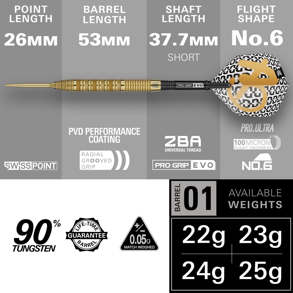 Target Bolide Envy 01 90% Tungsten SP Steel Tip Darts - view 2