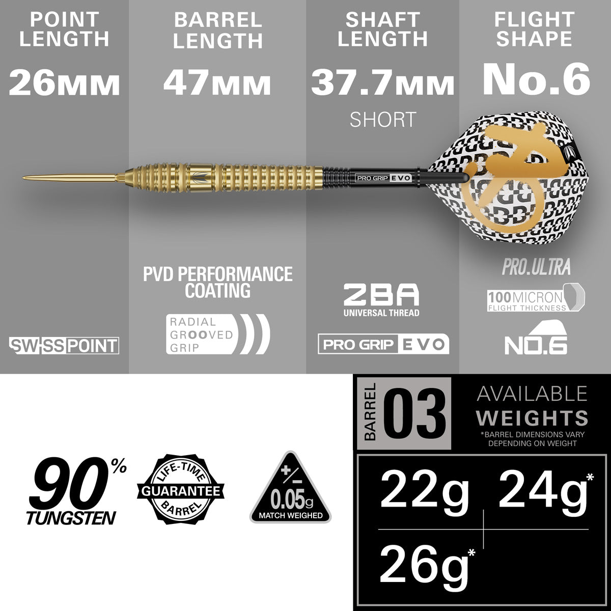 Target Bolide Envy 03 90% Tungsten SP Steel Tip Darts - view 2