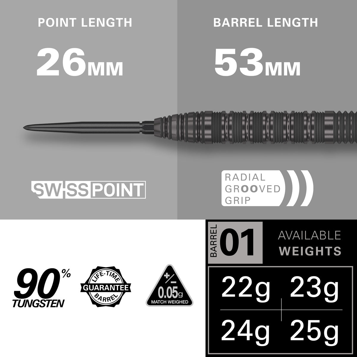 Bolide Void 01 90% Tungsten SP Steel Tip Darts by Target - view 3