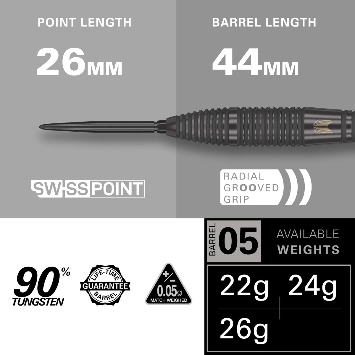 Bolide Void 05 90% Tungsten SP Steel Tip Darts by Target - view 3