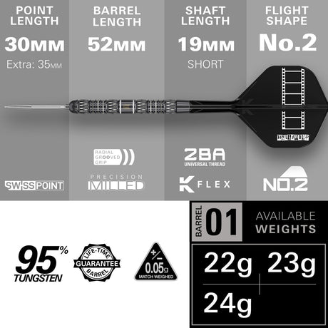 Target Chris Dobey 95K 95% Tungsten SP Steel Tip Darts - view 4