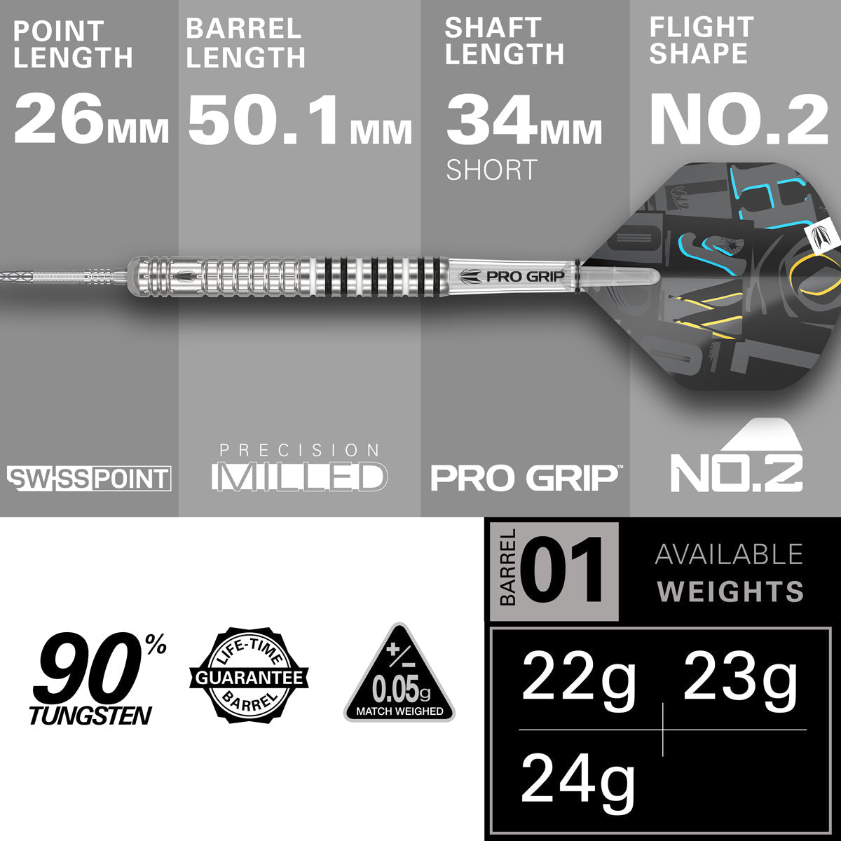 Chris Dobey G1 90% Tungsten SP Steel Tip Darts by Target - view 4
