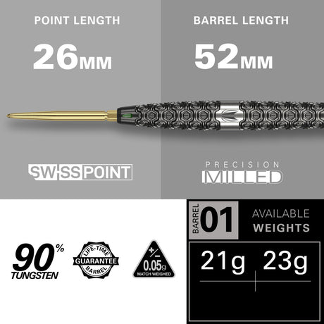 Cult SP01 90% Tungsten Swiss Point Steel Tip Darts by Target - view 3